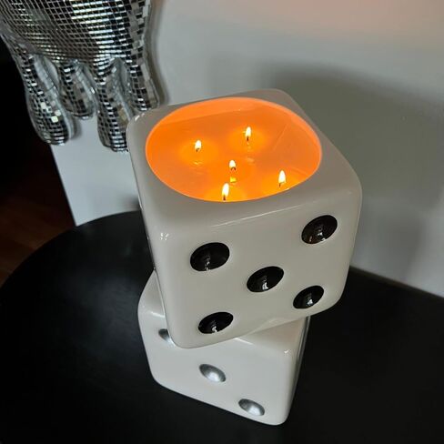 Iridescent Triple Dice Vase, Maximalist Home Decor Ceramic Flower Vase, Iridescent Desk Accessories for Office, Bar Cart Or Vanity, Unique & Trendy Holographic Decor in Saudi Arabia