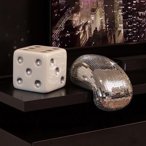 Iridescent Triple Dice Vase, Maximalist Home Decor Ceramic Flower Vase, Iridescent Desk Accessories for Office, Bar Cart Or Vanity, Unique & Trendy Holographic Decor in Saudi Arabia
