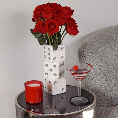 Iridescent Triple Dice Vase, Maximalist Home Decor Ceramic Flower Vase, Iridescent Desk Accessories for Office, Bar Cart Or Vanity, Unique & Trendy Holographic Decor in Kuwait