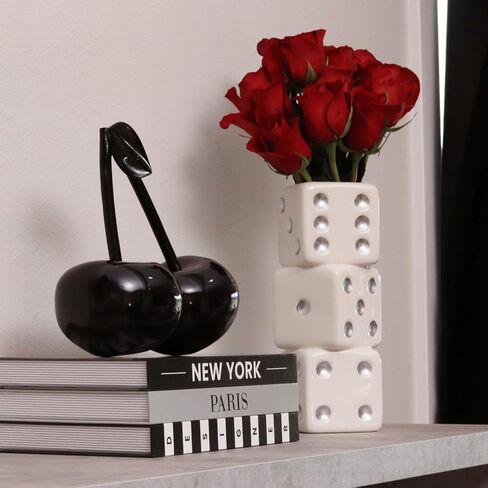 Iridescent Triple Dice Vase, Maximalist Home Decor Ceramic Flower Vase, Iridescent Desk Accessories for Office, Bar Cart Or Vanity, Unique & Trendy Holographic Decor in Kuwait