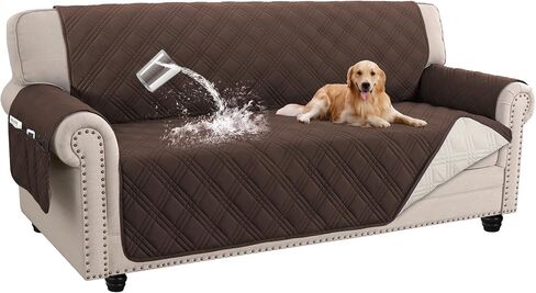 Turquoize Waterproof Couch Cover for Dogs Sofa Covers Washable Couch Covers for 3 Cushion Couch Sofa Non-Slip Pet Couch Covers for Sofa Furniture Covers for Pets, Kids,Dog (Sofa 68", Brown) in Saudi Arabia