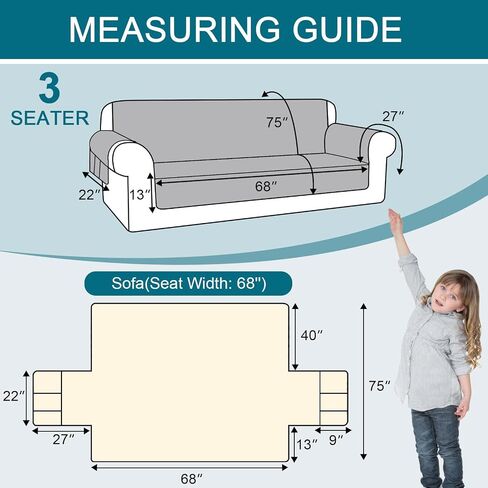 Turquoize Waterproof Couch Cover for Dogs Sofa Covers Washable Couch Covers for 3 Cushion Couch Sofa Non-Slip Pet Couch Covers for Sofa Furniture Covers for Pets, Kids,Dog (Sofa 68", Brown) in Saudi Arabia