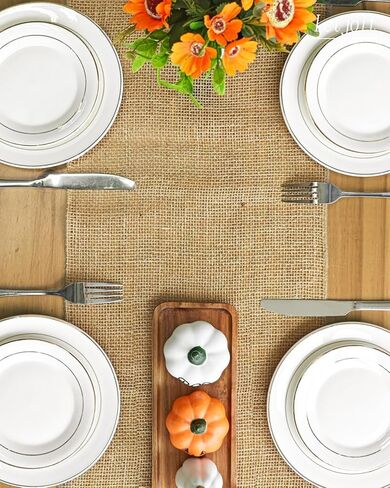 Letjolt مفرش طاولة من الخيش مقاس 72 بوصة مفرش طاولة للمزرعة مفرش طاولة من الجوت ديكور طاولة ريفي قماش منسوج من الجوت in Kuwait