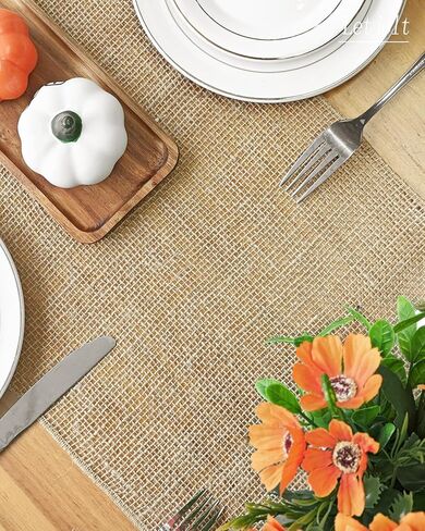 Letjolt مفرش طاولة من الخيش مقاس 72 بوصة مفرش طاولة للمزرعة مفرش طاولة من الجوت ديكور طاولة ريفي قماش منسوج من الجوت in Kuwait