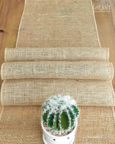 Letjolt مفرش طاولة من الخيش مقاس 72 بوصة مفرش طاولة للمزرعة مفرش طاولة من الجوت ديكور طاولة ريفي قماش منسوج من الجوت in Kuwait