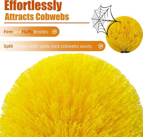 منفضة نسيج العنكبوت بطول 4-13 قدم مع مجموعة عمود تمديد (تصل إلى 21 قدمًا، شعيرات متوسطة الصلابة)، 2 فرشاة شبكية عنكبوتية - عمود طويل قوي وخفيف الوزن، للجدار، والسقف العالي، والجزء الخارجي من المنزل، وفي الهواء الطلق in Kuwait