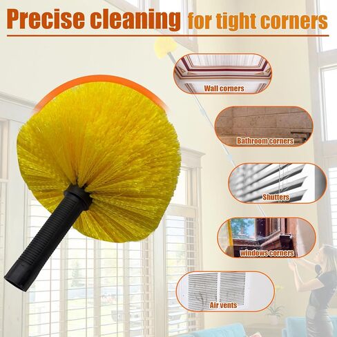 منفضة نسيج العنكبوت بطول 4-13 قدم مع مجموعة عمود تمديد (تصل إلى 21 قدمًا، شعيرات متوسطة الصلابة)، 2 فرشاة شبكية عنكبوتية - عمود طويل قوي وخفيف الوزن، للجدار، والسقف العالي، والجزء الخارجي من المنزل، وفي الهواء الطلق in Kuwait