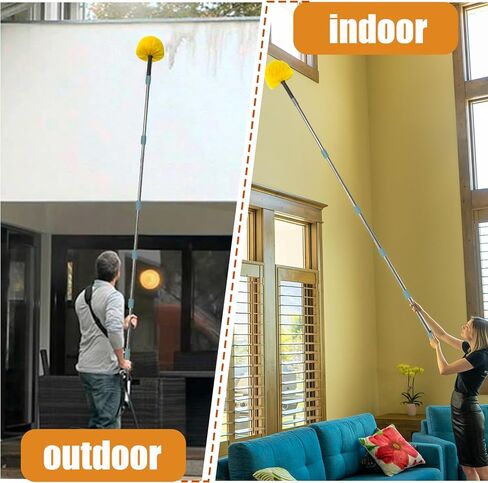 منفضة نسيج العنكبوت بطول 4-13 قدم مع مجموعة عمود تمديد (تصل إلى 21 قدمًا، شعيرات متوسطة الصلابة)، 2 فرشاة شبكية عنكبوتية - عمود طويل قوي وخفيف الوزن، للجدار، والسقف العالي، والجزء الخارجي من المنزل، وفي الهواء الطلق in Kuwait