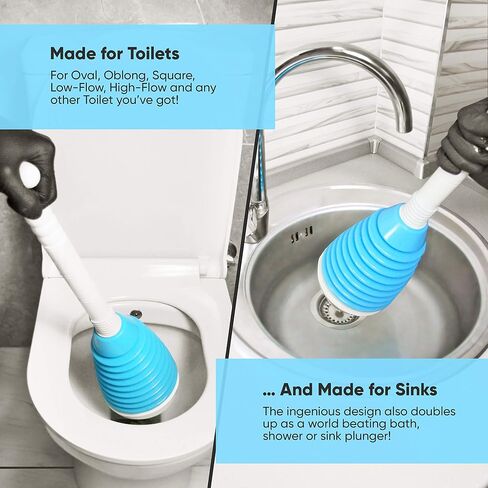 Harrington Toilet Plunger - Universal Bathroom and Kitchen Drain Unclogger for Home and Professional Use - Easily Unblock Any Toilet, Sink, Shower, Bathtub or Other Clogged Drain in Saudi Arabia