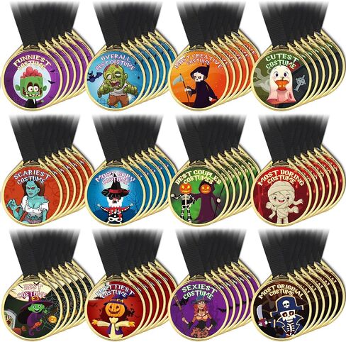 Liliful 72 Pieces Halloween Trophy Award Pumpkin Medals Bulk for Kids Halloween Party Supplies Trick or Treat Medals Trophies for Costume Contest School Classroom Rewards Treats Goodie Bag Fillers in Saudi Arabia