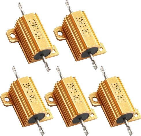 Hordion 5 حزمة الألومنيوم حالة المقاوم 25W 3.9 أوم، المقاومات Wirewound الهيكل شنت المسمار الحنفية محول الطاقة المقاوم لمكبرات الصوت أضواء LED العاكس in Saudi Arabia