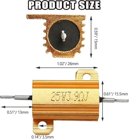 Hordion 5 حزمة الألومنيوم حالة المقاوم 25W 3.9 أوم، المقاومات Wirewound الهيكل شنت المسمار الحنفية محول الطاقة المقاوم لمكبرات الصوت أضواء LED العاكس in Saudi Arabia