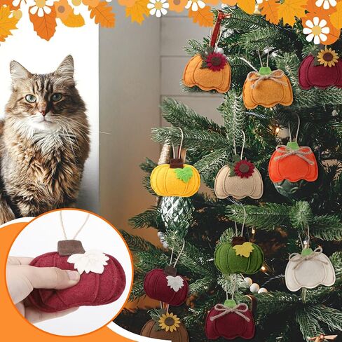 24 Pcs Felt Fall Pumpkin Hanging Tree Ornaments Decors,3D Pumpkin Shaped Pendant Craft for Fall Thanksgiving Party Hanging Decor in Kuwait