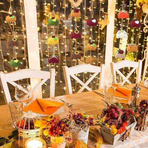 24 Pcs Felt Fall Pumpkin Hanging Tree Ornaments Decors,3D Pumpkin Shaped Pendant Craft for Fall Thanksgiving Party Hanging Decor in Kuwait