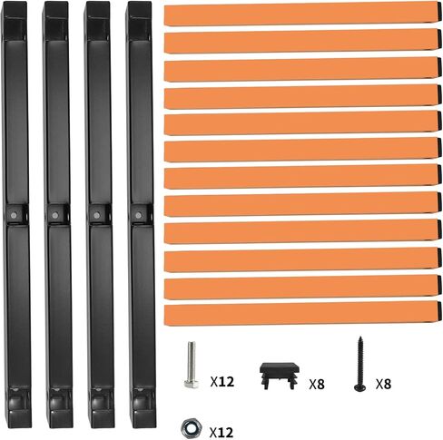 رف خشبي من Foozet مثبت على الحائط مع 3 أزواج من منظم الخشب وتخزين الخشب رف خشبي معدني شديد التحمل للأماكن الداخلية والخارجية، أقصى تحميل أسود إجمالي 600 رطل in Kuwait