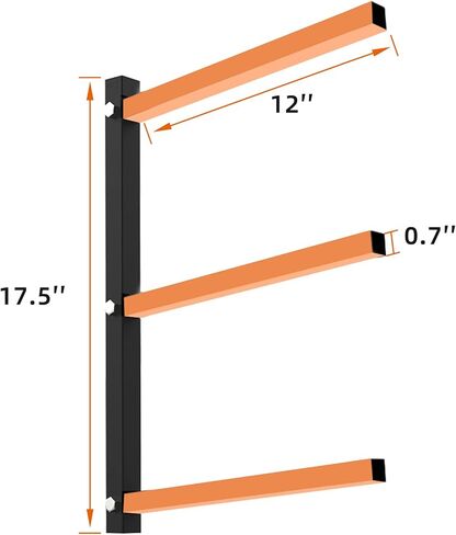 رف خشبي من Foozet مثبت على الحائط مع 3 أزواج من منظم الخشب وتخزين الخشب رف خشبي معدني شديد التحمل للأماكن الداخلية والخارجية، أقصى تحميل أسود إجمالي 600 رطل in Kuwait