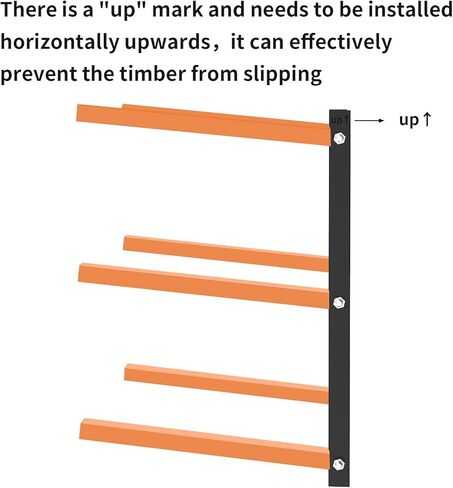 رف خشبي من Foozet مثبت على الحائط مع 3 أزواج من منظم الخشب وتخزين الخشب رف خشبي معدني شديد التحمل للأماكن الداخلية والخارجية، أقصى تحميل أسود إجمالي 600 رطل in Kuwait