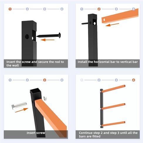 رف خشبي من Foozet مثبت على الحائط مع 3 أزواج من منظم الخشب وتخزين الخشب رف خشبي معدني شديد التحمل للأماكن الداخلية والخارجية، أقصى تحميل أسود إجمالي 600 رطل in Kuwait