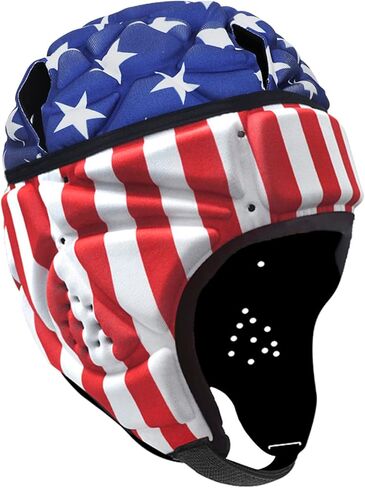Soft Rugby Helmet 7v7 Football Helmet Adjustable Soccer Scrum Cap Head Protector Padded Support Rugby Flag Football Soft Shell Protective Cap Headgear Breathable EVA Anti-collision Cap for Youth Adult in Kuwait