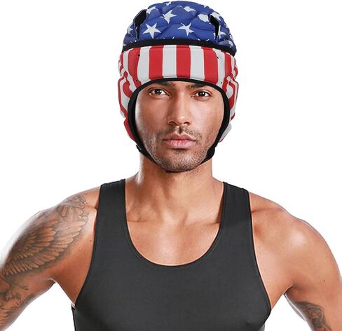 Soft Rugby Helmet 7v7 Football Helmet Adjustable Soccer Scrum Cap Head Protector Padded Support Rugby Flag Football Soft Shell Protective Cap Headgear Breathable EVA Anti-collision Cap for Youth Adult in Kuwait