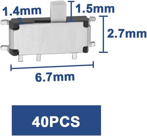 40 قطعة MSK12C01 رأس أبيض أفقي 1.5H مفتاح تبديل 7Pin مفتاح منزلق صغير مفتاح إمداد الطاقة لمفاتيح استبدال إصلاح لوحة دوائر MP3 وPCB in Saudi Arabia
