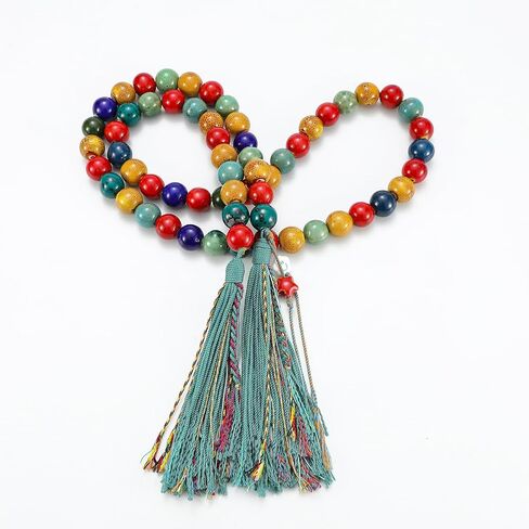 Farmhouse Ceramic Beads 50in Handcrafted Colors Bead Garland with Tassels Rustic Decor Prayer Boho Beads Big Wall Hanging and Coffee Table Decor Green Bead in Kuwait