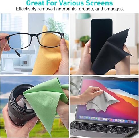 12PCS Thickened Eyeglass Cleaning Cloth, Eye Glass Cleaner Wipes, Lint Free Glasses Cleaner Cloth for Screen，Glasses, Screens, Cameras, iPad, iPhone, Eyeglasses, Cell Phone, LCD TV Screens in Saudi Arabia