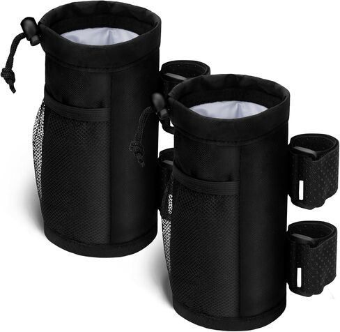 2 Pack Bike Cup Holder - Water Bottle Holder with Mesh Pocket,Universal Bicycle Drink Cup Cage for Bike,Scooter,Wheelchair in Saudi Arabia