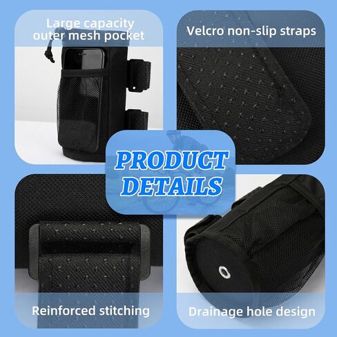2 Pack Bike Cup Holder - Water Bottle Holder with Mesh Pocket,Universal Bicycle Drink Cup Cage for Bike,Scooter,Wheelchair in Saudi Arabia
