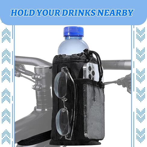 2 Pack Bike Cup Holder - Water Bottle Holder with Mesh Pocket,Universal Bicycle Drink Cup Cage for Bike,Scooter,Wheelchair in Saudi Arabia