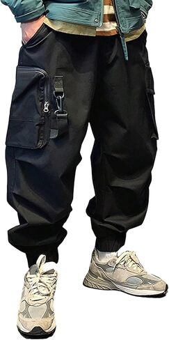 OYOANGLE Men's Drawstring Waist Flap Pocket Casual Jogger Cargo Pants Streetwear Sweatpants in Saudi Arabia