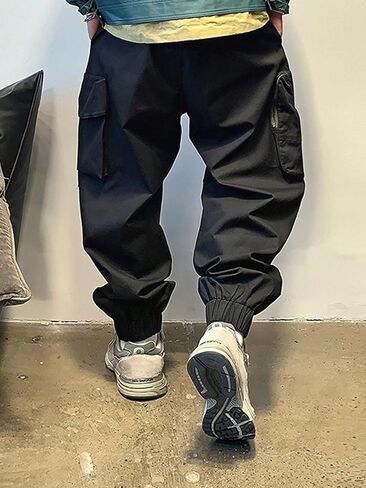 OYOANGLE Men's Drawstring Waist Flap Pocket Casual Jogger Cargo Pants Streetwear Sweatpants in Saudi Arabia