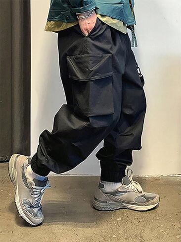 OYOANGLE Men's Drawstring Waist Flap Pocket Casual Jogger Cargo Pants Streetwear Sweatpants in Saudi Arabia