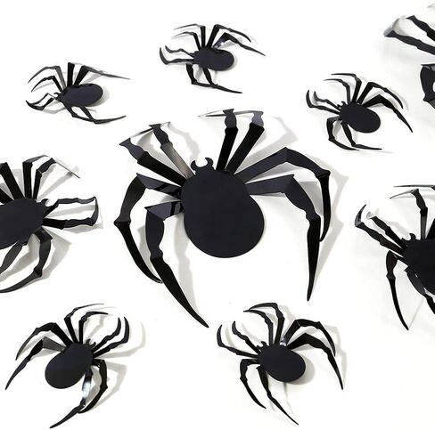 Halloween Decorations Spider Stickers - 70pcs DIY 3D Home Party Supplies Plastic Spider Wall Decor 4 Different Sizes Realistic Horror Spider Set Suitable for Indoor Walls Windows Rooms Outdoor in Saudi Arabia
