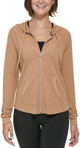 Calvin Klein Performance Womens Plus Logo Fitness Hoodie Tan 1X in Saudi Arabia