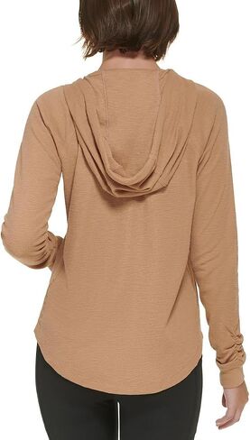 Calvin Klein Performance Womens Plus Logo Fitness Hoodie Tan 1X in Saudi Arabia