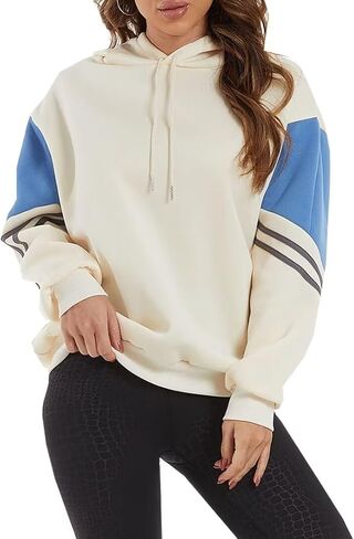 Womens Hoodies Sweatshirts Fleece Long Sleeve Color Block Lightweight Pullover Tops Casual Fashion Outfits Clothes in Saudi Arabia