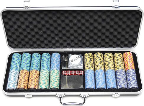 HAN'S DELTA Monte Carlo Poker Club Chip Set 14 Gram for Texas Hold'em, Blackjack, Casino Gambling with Black ABS Case, Cards, Dealer Button (Choose 300 or 500 Chips Set) (500 Chips Set) in Saudi Arabia
