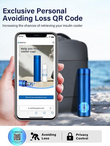 72H 1-3 Insulin Pens Cooler Travel Case TSA Approved Portable Refrigerated Medicine Cooler for Diabetes Insulin Vial Protection with 2 Ice Bottles & Preventing Loss QR Code for Trips (Blue) in Saudi Arabia
