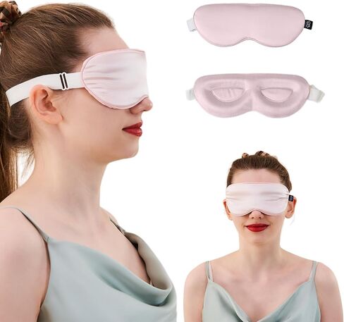PROMEED Adjustable Pure Mulberry Silk Sleep Mask 23 Momme, 3D Contoured No-Pressure Cup Eye Mask for Sleeping, Super Soft Breathable Blindfold, Perfect Blocks Light for Sleeping (Pink) in Saudi Arabia