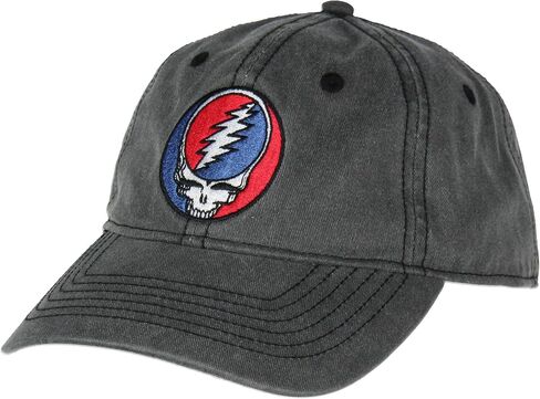 Bioworld Grateful Dead Embroidered Steal Your Face Logo Adjustable Strap Slide Adult Dad Hat Cap OSFM Grey in Saudi Arabia