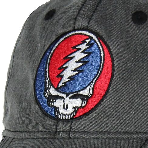 Bioworld Grateful Dead Embroidered Steal Your Face Logo Adjustable Strap Slide Adult Dad Hat Cap OSFM Grey in Saudi Arabia