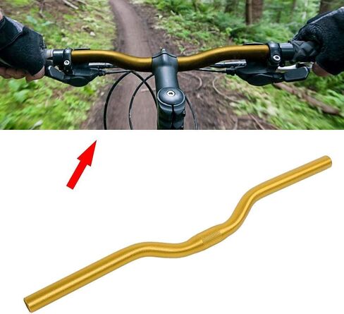 Bike Riser Handlebar, Aluminum Mountain Bike Fixed Gear Riser Bar 25.4mm*520mm(golden) Bike Handlebars 25.4 Gold Handle Mountain Bike Single Speed Riser Bars in Saudi Arabia