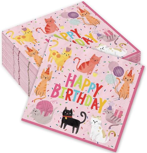 JarThenaAMCS 100 Sheets Dog Party Napkins Pink Cocktail Paper Napkins Cute Puppy Disposable Beverage Napkins for Pet Animal Party Drink Table Decor Supplies in Saudi Arabia