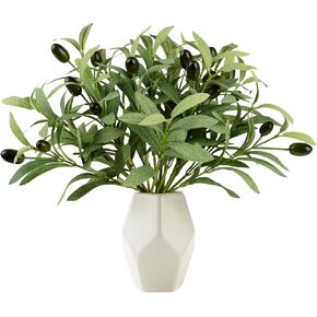 10 Packs of Artificial Olive Stems, Olive Branches for vases, Fake Plant Stems, Used for Home Decoration, Office, Wedding, Party and Other Tabletop Greening Decorations. (10 inches)