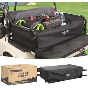 10L0L 4 Passenger Golf Cart Storage Bag for Yamaha, EZGO, Club Car Golf Carts, 800D PVC Waterproof Rear Bench Storage Box No Drilling, Golf Cart Grocery Shopping Bag with Strong Buckle