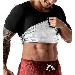 Men's Sauna Suit Shirt Heat Trapping Sweat Compression Vest Shapewear Top Gym Exercise Waist Trainer Corset