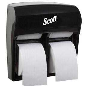Kimberly-Clark Scott Pro MOD High Capacity Single Roll Bath Tissue Dispenser (44518), Toilet Paper Dispenser for Small Rolls, 12.75" x 11.25" x 6.31", Black, 1 / Case