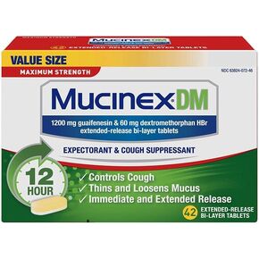Mucinex DM 12 Hr Max Strength Expectorant & Cough Suppressant Tablets, 42ct,
