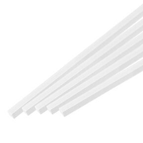 MECCANIXITY 10Pcs ABS Plastic Rod Square Solid Bar 3/16" x 10" White Smooth Plastic Tube Rods for Handwork Model Material,DIY Sand Table,Architectural Model Making
